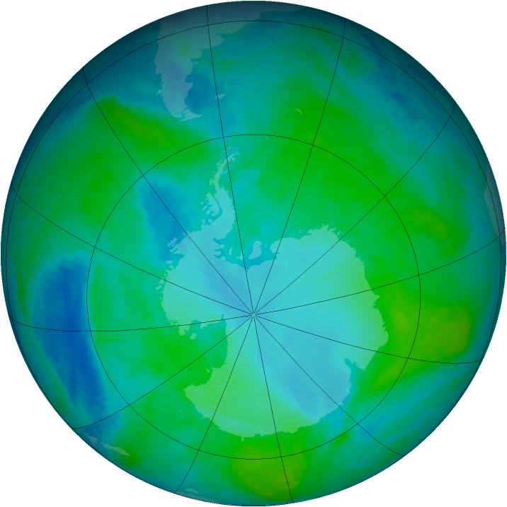 Antarctic ozone map for 19 January 2004